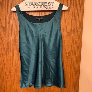Lafayette 148 New York Teal Satin Tank Top